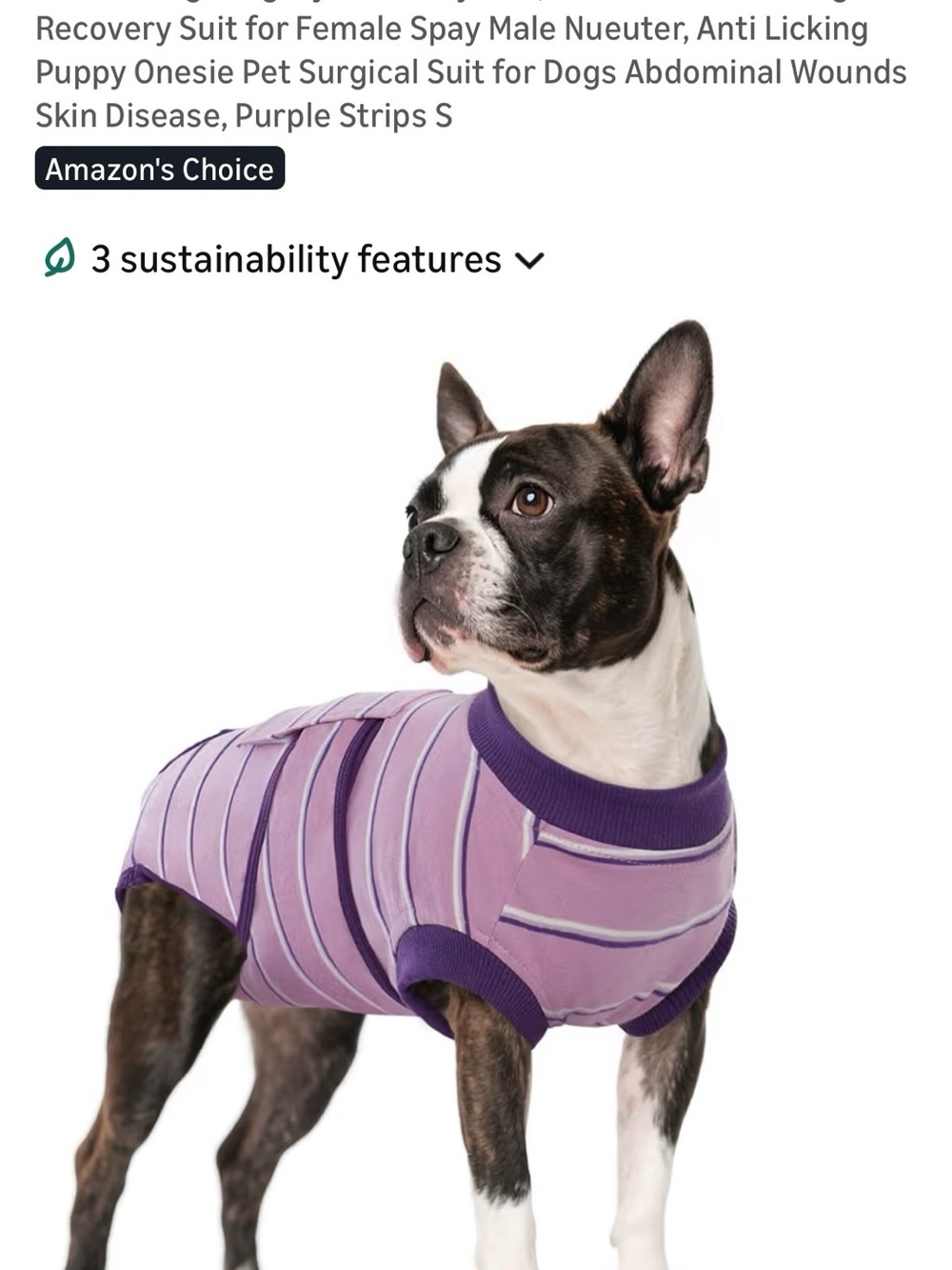 Purple Striped Dog Recovery Suit - Anti-Lick Onesie for Dogs